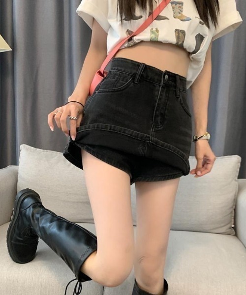 HAILY(ヘイリー)の「ウォッシュ加工デニムAラインスカパン(デニムスカート・レディース・チャコールグレー/ライトブルー・S/M/L)」の15枚目の写真