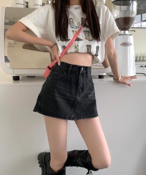 HAILY(ヘイリー)の「ウォッシュ加工デニムAラインスカパン(デニムスカート・レディース・チャコールグレー/ライトブルー・S/M/L)」の16枚目の写真