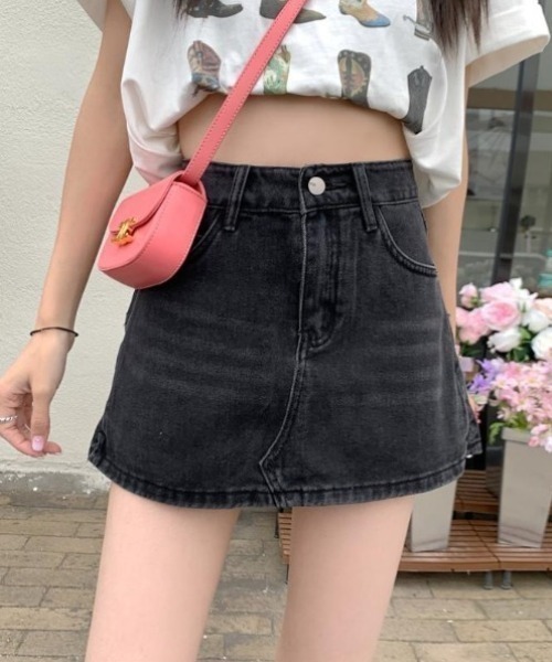 HAILY(ヘイリー)の「ウォッシュ加工デニムAラインスカパン(デニムスカート・レディース・チャコールグレー/ライトブルー・S/M/L)」の3枚目の写真