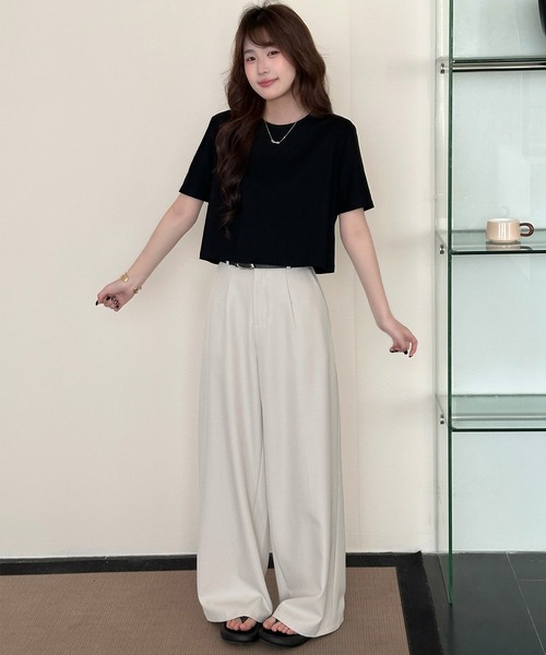 DAY CLOSET(デイ クローゼット)の「【UVカット率98%/UPF50+/汗染み防止/撥水】半袖 バック ワンポイント ボックス シルエット Tシャツ レディース(Tシャツ/カットソー・レディース・ブラック/ホワイト/チャコールグレー・L/M)」の14枚目の写真