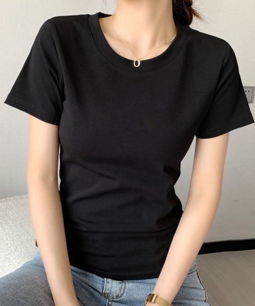 lulufa(ルルファ)の「コンパクトシルエット 艶感 上品 シルケット半袖 Tシャツ(Tシャツ/カットソー・レディース・ブラック/ホワイト・FREE)」の12枚目の写真