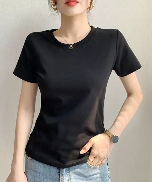 lulufa(ルルファ)の「コンパクトシルエット 艶感 上品 シルケット半袖 Tシャツ(Tシャツ/カットソー・レディース・ブラック/ホワイト・FREE)」の11枚目の写真