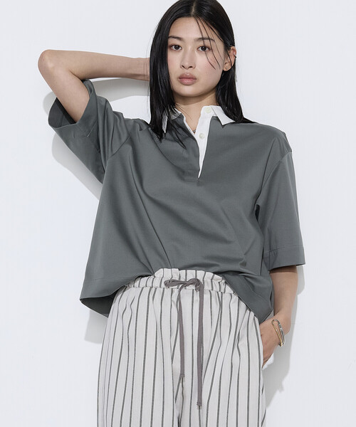COMME CA Wardrobe(コムサワードローブ)の「コットンポンチ ラガープルオーバー(Tシャツ/カットソー・レディース・ブルー/カーキ・FREE)」の1枚目の写真
