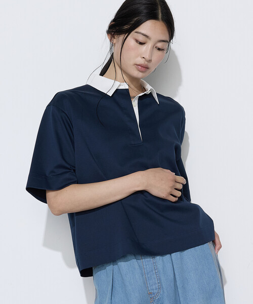 COMME CA Wardrobe(コムサワードローブ)の「コットンポンチ ラガープルオーバー(Tシャツ/カットソー・レディース・ブルー/カーキ・FREE)」の2枚目の写真