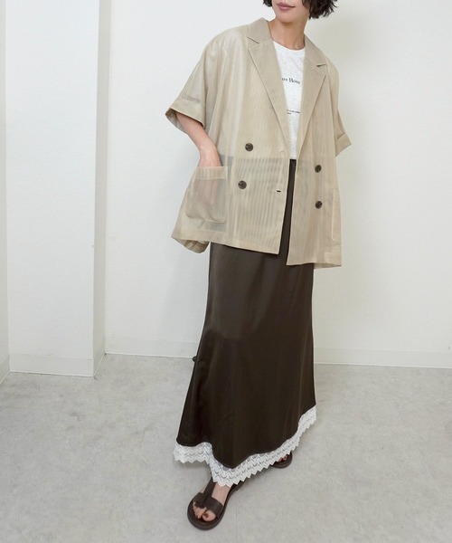 gossara(ゴサラ)の「【女性らしいディテール】レースサテンマーメイドスカート(スカート・レディース・ダークブラウン/オフホワイト・FREE)」の18枚目の写真