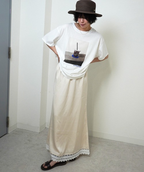 gossara(ゴサラ)の「【女性らしいディテール】レースサテンマーメイドスカート(スカート・レディース・ダークブラウン/オフホワイト・FREE)」の9枚目の写真