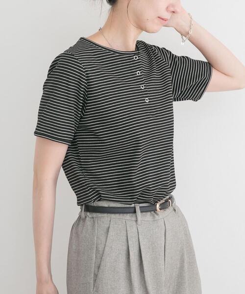 ITEMS URBANRESEARCH(アイテムズ アーバンリサーチ)の「ワッフル半袖Tシャツ(Tシャツ/カットソー・レディース・グレー/ブラック/オフホワイト・FREE)」の14枚目の写真