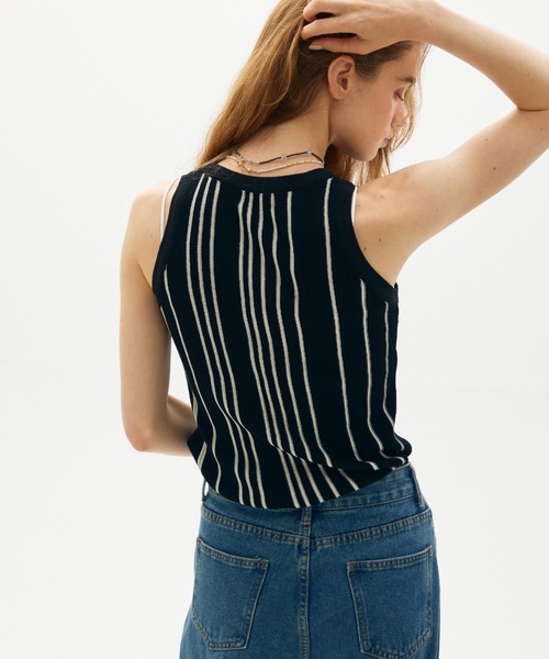 full/fill.(フルフィル)の「stripe knit tank / ストライプニットタンク(タンクトップ・レディース・アイボリー/ブラック・FREE)」の5枚目の写真