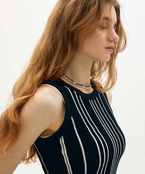 full/fill.(フルフィル)の「stripe knit tank / ストライプニットタンク(タンクトップ・レディース・アイボリー/ブラック・FREE)」の6枚目の写真