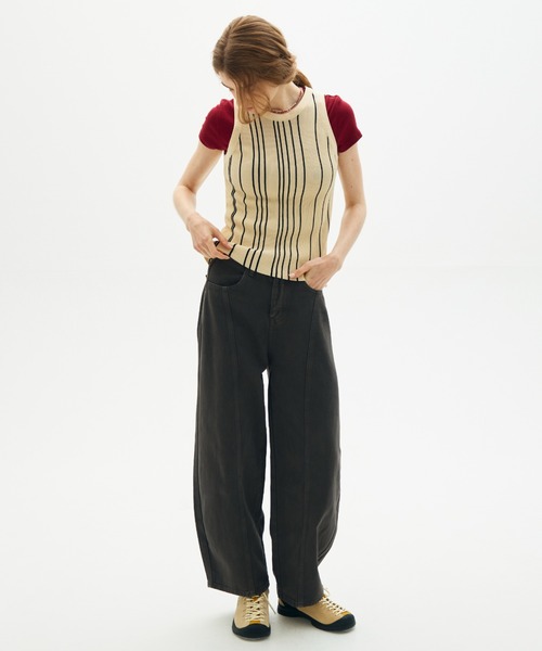 full/fill.(フルフィル)の「stripe knit tank / ストライプニットタンク(タンクトップ・レディース・アイボリー/ブラック・FREE)」の16枚目の写真