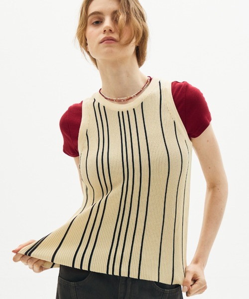 full/fill.(フルフィル)の「stripe knit tank / ストライプニットタンク(タンクトップ・レディース・アイボリー/ブラック・FREE)」の11枚目の写真