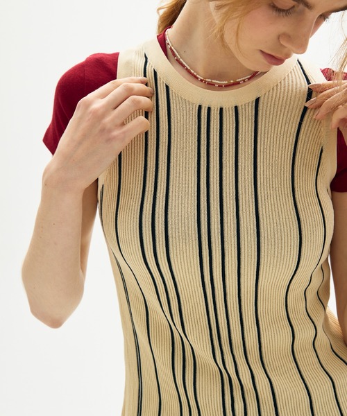 full/fill.(フルフィル)の「stripe knit tank / ストライプニットタンク(タンクトップ・レディース・アイボリー/ブラック・FREE)」の15枚目の写真