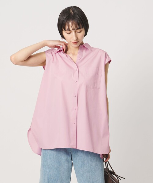 ユナイテッドアローズ　バックフレア　半袖ブラウス　オフホワイト バックフレア フレンチスリーブ シャツ（シャツ/ブラウス）｜UNITED