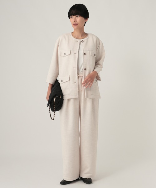 Elura(エルーラ)の「カットツイードクルージャケット/1055348(ノーカラージャケット・レディース・オフホワイト/グレー系その他・FREE)」の3枚目の写真