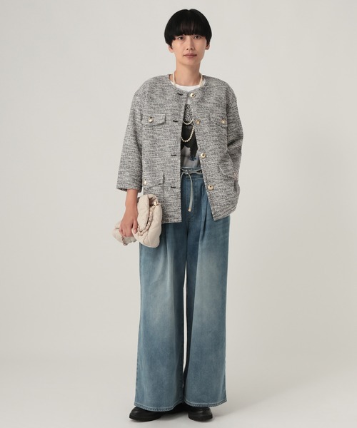 Elura(エルーラ)の「カットツイードクルージャケット/1055348(ノーカラージャケット・レディース・オフホワイト/グレー系その他・FREE)」の7枚目の写真