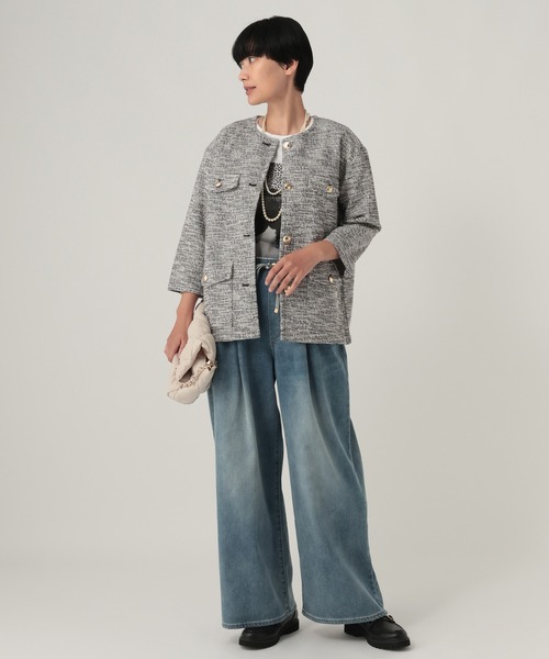 Elura(エルーラ)の「カットツイードクルージャケット/1055348(ノーカラージャケット・レディース・オフホワイト/グレー系その他・FREE)」の8枚目の写真