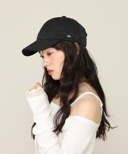 Heather（ヘザー）の「ROSEジャガードCAP　1056197（キャップ・レディース・ブラック/ピンク・ONE SIZE）」の4枚目の写真