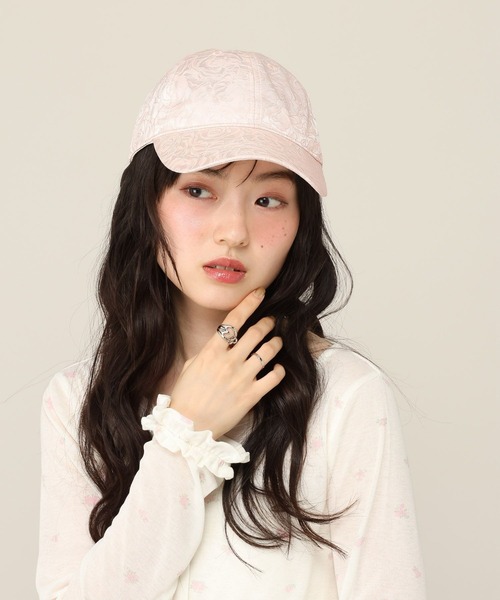 Heather（ヘザー）の「ROSEジャガードCAP　1056197（キャップ・レディース・ブラック/ピンク・ONE SIZE）」の5枚目の写真