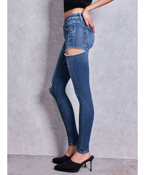 GYDA(ジェイダ)の「ジャストウエストSIDE RIPPEDスキニーデニムパンツ(デニムパンツ・レディース・インディゴブルー/ブルー・X-SMALL/MEDIUM/SMALL)」の16枚目の写真