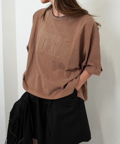 gossara(ゴサラ)の「【立体ロゴデザイン】オンニエンボスTEE(Tシャツ/カットソー・レディース・チャコールグレー/グレイッシュベージュ/ネイビー/キャメル・FREE)」の16枚目の写真