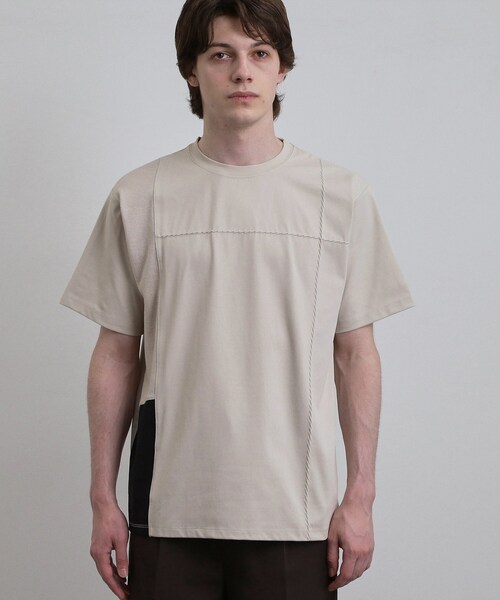 tk.TAKEO KIKUCHI(ティーケータケオキクチ)の「【吸水速乾/UVカット】ダッシュライン切替Tシャツ(Tシャツ/カットソー・メンズ・ナチュラル/ホワイト/ブラック・03/04/02)」の7枚目の写真