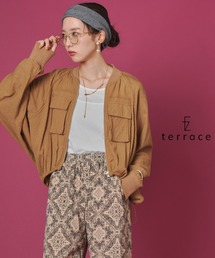 terrace（テラス）の「ストライプガーゼドロストショートジャケット（ブルゾン）」