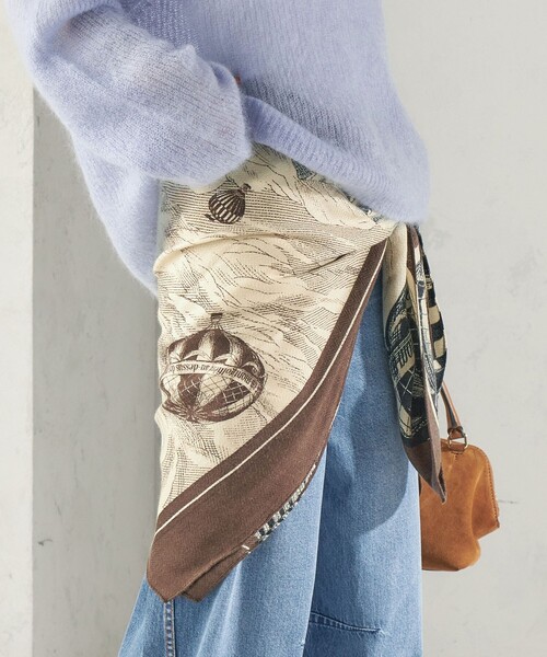 SHIPS（シップス）の「manipuri: 120*120 STOLE 26AW（ストール/ショール・レディース・ダークブラウン/ブルー/オレンジ/ブラウン・ONE SIZE）」の12枚目の写真