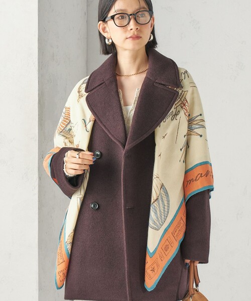 SHIPS（シップス）の「manipuri: 120*120 STOLE 26AW（ストール/ショール・レディース・ダークブラウン/ブルー/オレンジ/ブラウン・ONE SIZE）」の15枚目の写真
