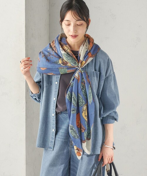 SHIPS（シップス）の「manipuri: 120*120 STOLE 26AW（ストール/ショール・レディース・ダークブラウン/ブルー/オレンジ/ブラウン・ONE SIZE）」の20枚目の写真