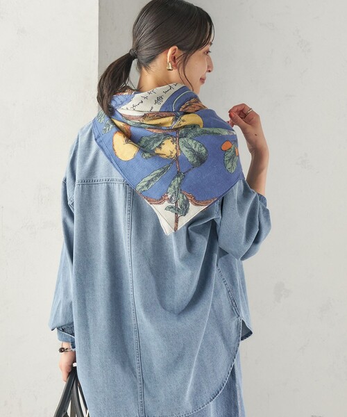 SHIPS（シップス）の「manipuri: 120*120 STOLE 26AW（ストール/ショール・レディース・ダークブラウン/ブルー/オレンジ/ブラウン・ONE SIZE）」の22枚目の写真