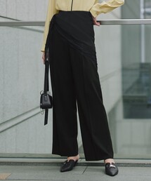 ウール2WAYストレッチ サスペンダー付きワイドストレートパンツ
