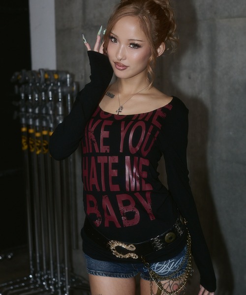 d.i.a.(ダイヤ)の「ヴィンテージプリントロンT(Tシャツ/カットソー・レディース・ブラック/オレンジ/ホワイト/レッド/ブラウン・FREE)」の22枚目の写真