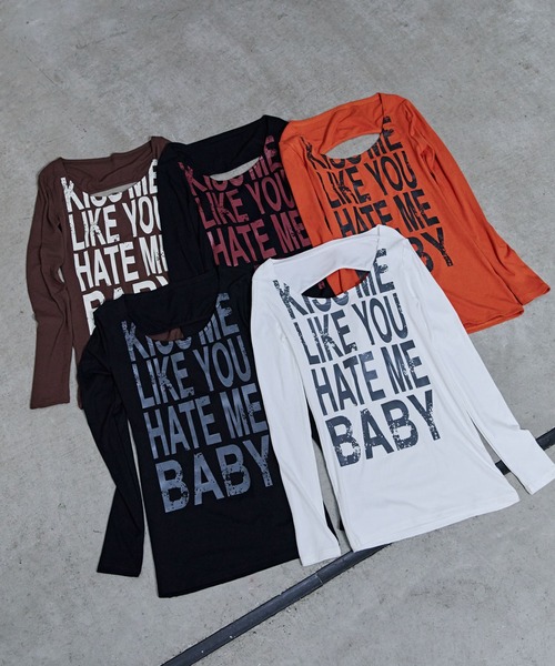 d.i.a.(ダイヤ)の「ヴィンテージプリントロンT(Tシャツ/カットソー・レディース・ブラック/オレンジ/ホワイト/レッド/ブラウン・FREE)」の6枚目の写真