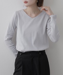 着回し抜群 無地ロングVネックTシャツ
