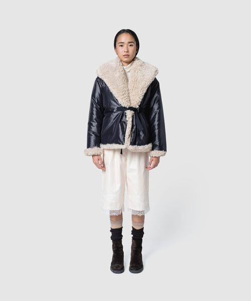 muller of yoshiokubo（ミュラーオブヨシオクボ）の「muller of yoshiokubo ミュラーオブヨシオクボ / REVERSIBLE SNOW BLOUSON ファー×サテンリバーシブルスノーブルゾン / MLF26705（ブルゾン・レディース・ベージュ/ブルー/ブラック・36/38）」の5枚目の写真