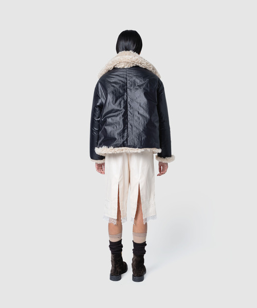 muller of yoshiokubo（ミュラーオブヨシオクボ）の「muller of yoshiokubo ミュラーオブヨシオクボ / REVERSIBLE SNOW BLOUSON ファー×サテンリバーシブルスノーブルゾン / MLF26705（ブルゾン・レディース・ベージュ/ブルー/ブラック・36/38）」の7枚目の写真