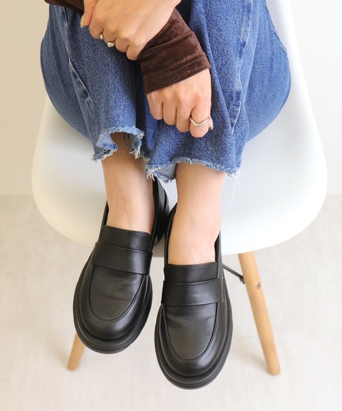 FLAT(フラット)の「軽量厚底 スニーカーソールローファー(ローファー・レディース・ブラック・22.5cm/23.0cm/23.5cm/24.0cm/24.5cm/25.0cm)」の9枚目の写真