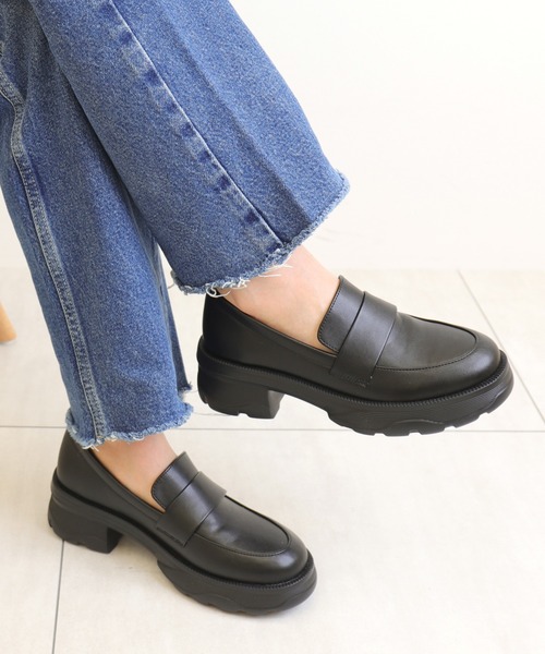FLAT(フラット)の「軽量厚底 スニーカーソールローファー(ローファー・レディース・ブラック・22.5cm/23.0cm/23.5cm/24.0cm/24.5cm/25.0cm)」の10枚目の写真