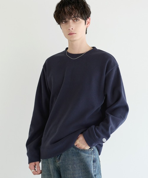 DISCUS(ディスカス)の「【DISCUS】裏シャギーストライプフリースクルーネックT(Tシャツ/カットソー・メンズ・クリーム/モカ/ブラック/ネイビー・L/XL/M)」の4枚目の写真