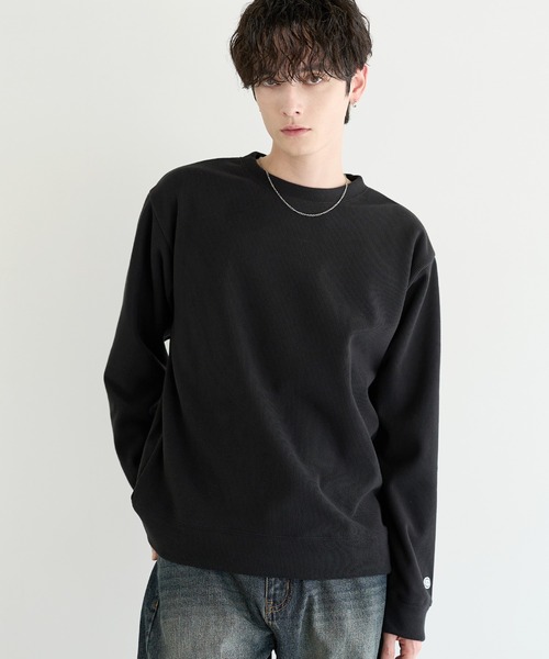 DISCUS(ディスカス)の「【DISCUS】裏シャギーストライプフリースクルーネックT(Tシャツ/カットソー・メンズ・クリーム/モカ/ブラック/ネイビー・L/XL/M)」の1枚目の写真