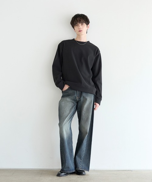 DISCUS(ディスカス)の「【DISCUS】裏シャギーストライプフリースクルーネックT(Tシャツ/カットソー・メンズ・クリーム/モカ/ブラック/ネイビー・L/XL/M)」の9枚目の写真