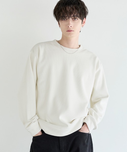 DISCUS(ディスカス)の「【DISCUS】裏シャギーストライプフリースクルーネックT(Tシャツ/カットソー・メンズ・クリーム/モカ/ブラック/ネイビー・L/XL/M)」の15枚目の写真