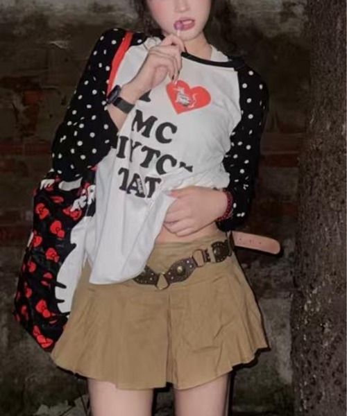 AsheKsha(アシクシャ)の「水玉袖ハートプリント長袖Tシャツ(Tシャツ/カットソー・レディース・ホワイト・M)」の10枚目の写真