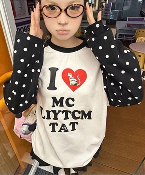 AsheKsha(アシクシャ)の「水玉袖ハートプリント長袖Tシャツ(Tシャツ/カットソー・レディース・ホワイト・M)」の11枚目の写真