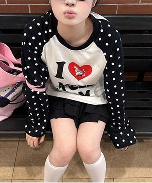 AsheKsha(アシクシャ)の「水玉袖ハートプリント長袖Tシャツ(Tシャツ/カットソー・レディース・ホワイト・M)」の14枚目の写真