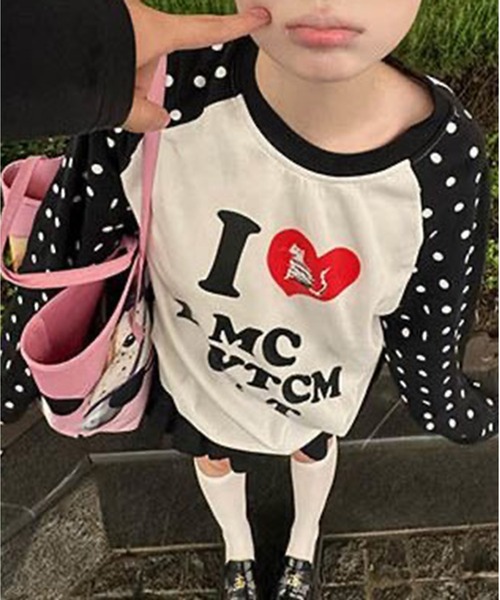 AsheKsha(アシクシャ)の「水玉袖ハートプリント長袖Tシャツ(Tシャツ/カットソー・レディース・ホワイト・M)」の17枚目の写真