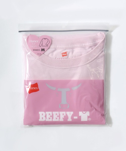 HANES(ヘインズ)の「Hanes(ヘインズ)1P クルーネックロンT BEEFY-T for HER/無地 長袖Tシャツ/パックT(Tシャツ/カットソー・レディース・ピンク/グレー/ホワイト・M/L)」の19枚目の写真