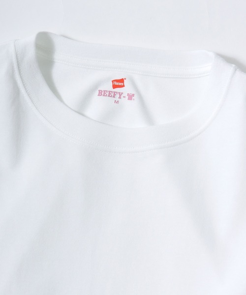 HANES(ヘインズ)の「Hanes(ヘインズ)1P クルーネックロンT BEEFY-T for HER/無地 長袖Tシャツ/パックT(Tシャツ/カットソー・レディース・ピンク/グレー/ホワイト・M/L)」の14枚目の写真