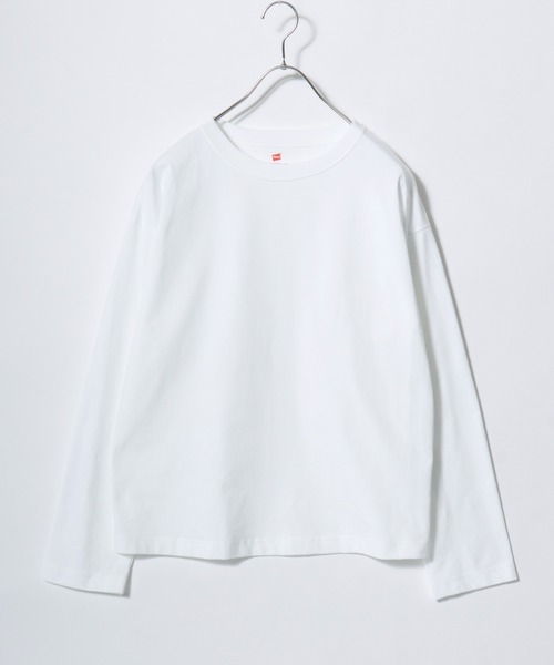 HANES(ヘインズ)の「Hanes(ヘインズ)1P クルーネックロンT BEEFY-T for HER/無地 長袖Tシャツ/パックT(Tシャツ/カットソー・レディース・ピンク/グレー/ホワイト・M/L)」の12枚目の写真