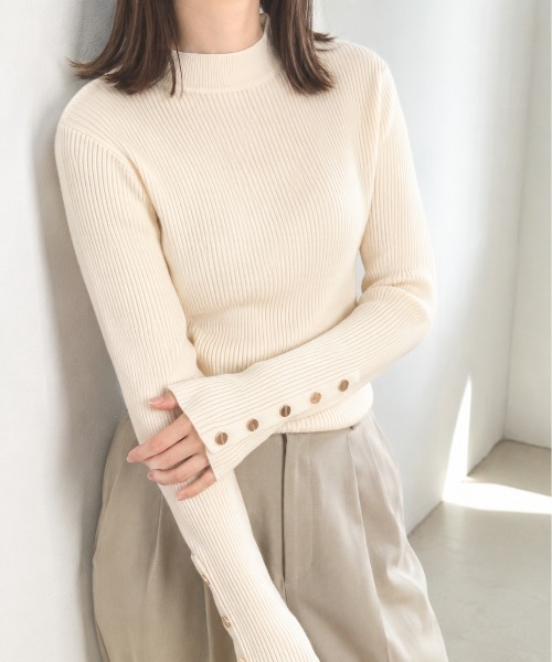 Mku Ekta（ムクエクタ）の「袖ボタン5個付きリブセミハイネックセーター（ニット/セーター・レディース・アイボリー/ホワイト/ブラック・FREE）」の20枚目の写真